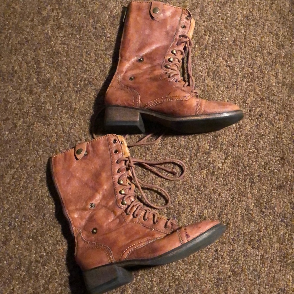 Brown leather boots